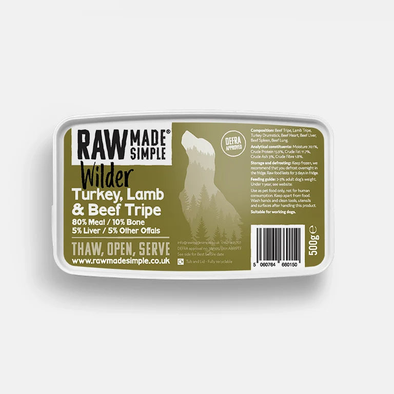 RMS  Turkey, Lamb & Beef Tripe 500g